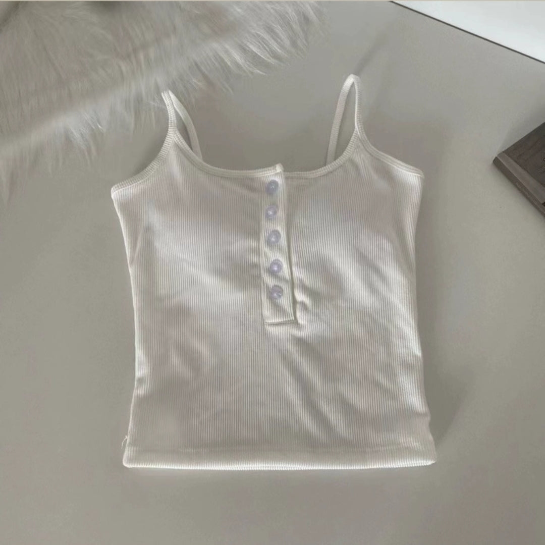 Casual Button-Up Built-In Bra Camisole